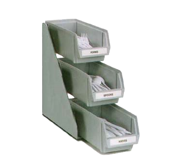Vollrath 4843-01 Condiment Self-Serve System Set, 3 tier, three 11-1/4" bins & clips, plastic construction, brown