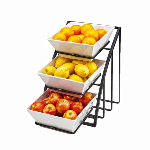 Cal-Mil 1750-13 3 Tier Display Stand For Square Bowls, Metal, Black