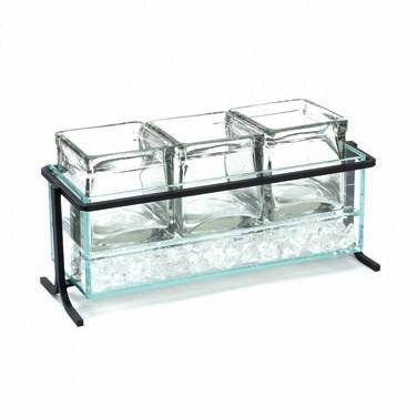 Cal-Mil 1806-5-13 Iron Condiment Jar Caddy with (3) Compartments, Black