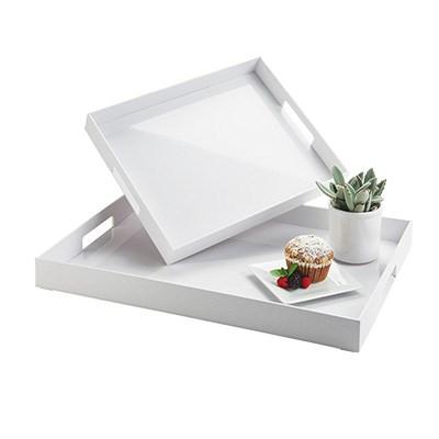 Cal-Mil 3475-1-15 15" X 13" X 2.25" White Plastic Room Service Tray with Handles
