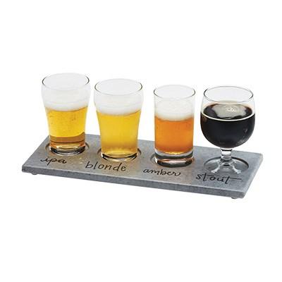 Cal-Mil 3500-77 Write-On Taster Tray with (4) Cut-Outs - 11.75" X 5", Melamine, Faux Cement