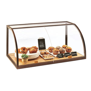 Cal-Mil 3611-S Sierra 3 Tier Pastry Display Case with Sliding Doors - Antique Metal Frame, Acrylic