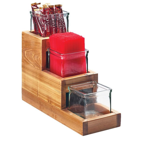 Cal-Mil 3612-4-99 Madera 3 Tier Condiment Jar Riser Set with (3) 4" X 4" Jars, Reclaimed Wood