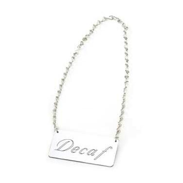 Cal-Mil 618-2 Urn Sign (Decaf), 4" X 2"H, with 24" Chain, Silver