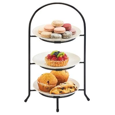 Cal-Mil 977-10-13 3 Tier Display Or Server with Arched Black Iron Frame, 20"H