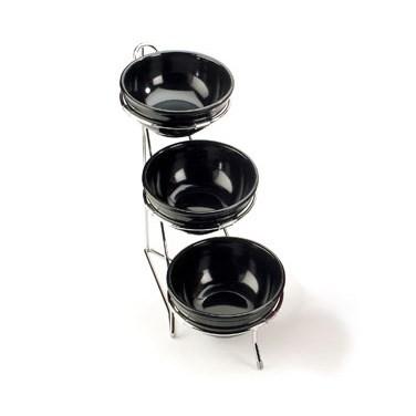 Cal-Mil C1223-8 Tiered Bowl Rack with Chrome Frame & (3) 8" Rings