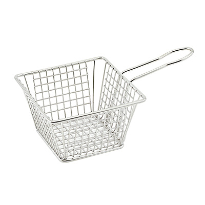 Winco FBM-554S Mini Fry Basket, 5" x 5" x 4"H, square, dishwasher safe, 18/8 stainless steel