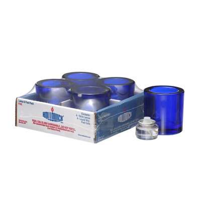 Hollowick 5140CBL-4 Tealight Lamp, Disposable Fuel Cell, Cobalt Blue