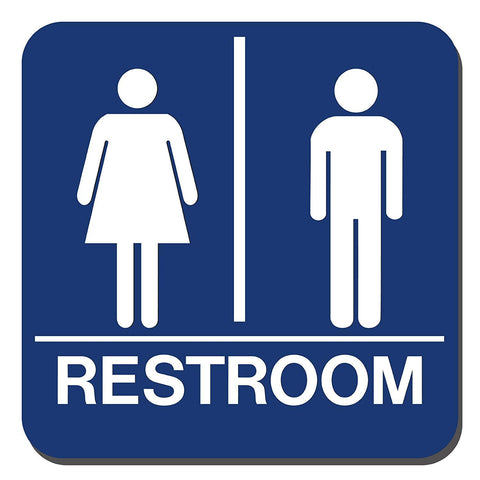 Lynch UNI-18, Restroom Accessible with Braille, Blue and White, 8" x 8"