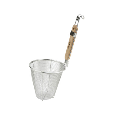 Winco MSH-5 Strainer, 5-1/2" x 6-1/2", single mesh, deep bowl, stainless steel, wooden handle