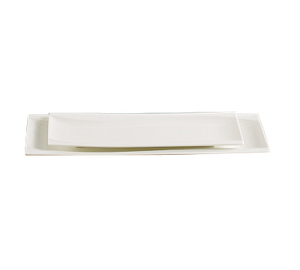 Yanco SW-212 Sea Wave Plate, 12"L x 4-5/8"W, rectangular, dishwasher, porcelain, bone white