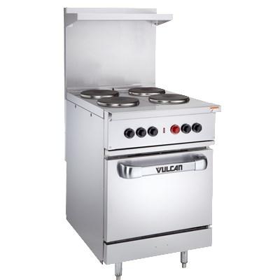 Vulcan EV24S-4FP-480 24" Electric Expando Range with 4 French Hotplates and Standard Oven, 480v