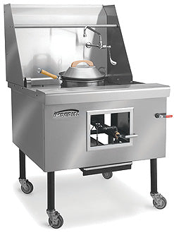 Imperial ICRA-7 Wok Range, gas, 194", (7) burners, water cooled top, built-in drain system, Chinese swing faucet, 770,000 BTU, NSF