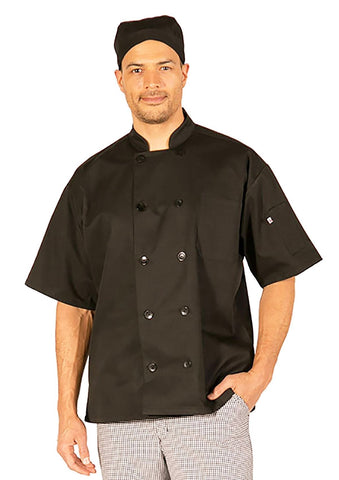 HI-LITE 530BK2XL Black Classic Chef Coat 1/2 Sleeve, 2XL