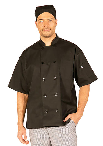 HI-LITE 530BKS Black Classic Chef Coat 1/2 Sleeve, Small