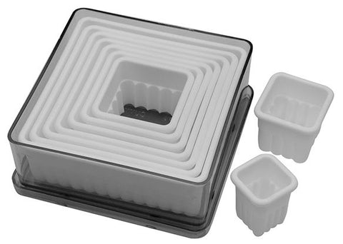 Ateco 5703 9-Piece Plastic Fluted Square Cutter Set