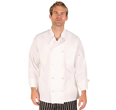 HI-LITE 550WH2XL White Classic Chef Coat Long Sleeve, 2XL