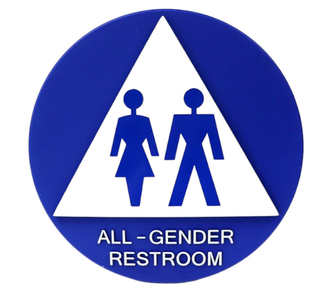 Lynch AGR-4 All Gender Restroom Sign Circle 12" Blue