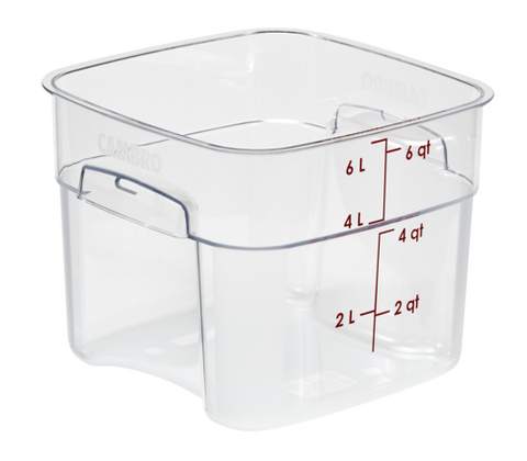 Cambro 6SFSPROCW135 6qt CamSquare FreshPro Food Container, Red Graduation, Clear Polycarbonate