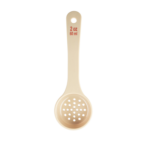 TableCraft Products 10643 2oz Perforated Portion Spoon, Short Handle, Polycarbonate, Beige