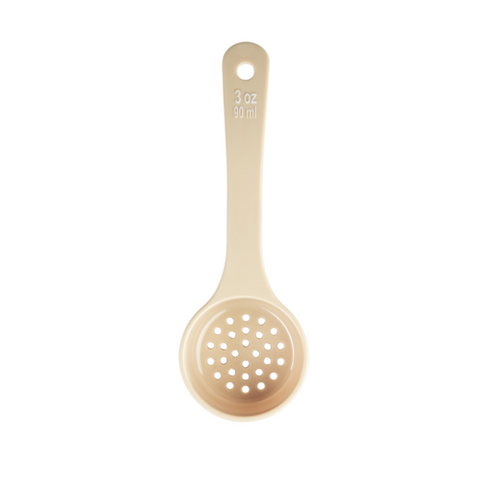 TableCraft Products 10647 3oz Perforated Portion Spoon, Short Handle, Polycarbonate, Beige
