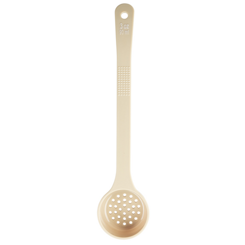 TableCraft Products 10649 3oz Perforated Portion Spoon, Long Handle, Polycarbonate, Beige