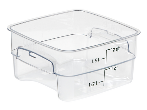 Cambro 2SFSPROCW135 2qt CamSquare FreshPro Food Container, Green Graduation, Clear Polycarbonate