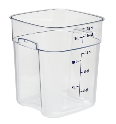 Cambro 18SFSPROCW135 18qt CamSquare FreshPro Food Container, Blue Graduation, Clear Polycarbonate