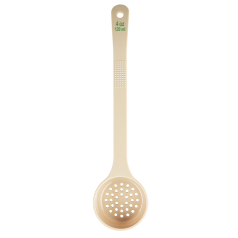 TableCraft Products 10653 4oz Perforated Portion Spoon, Long Handle, Polycarbonate, Beige