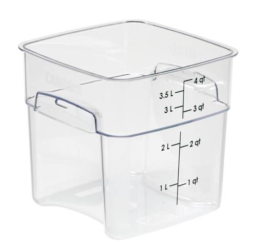 Cambro 4SFSPROCW135 4qt CamSquare FreshPro Food Container, Green Graduation, Clear Polycarbonate