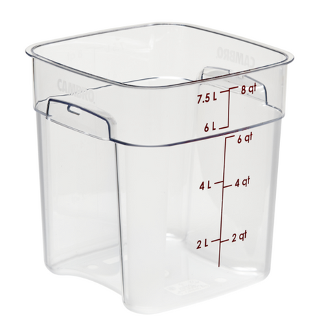 Cambro 8SFSPROCW135 8qt CamSquare FreshPro Food Container, Red Graduation, Clear Polycarbonate