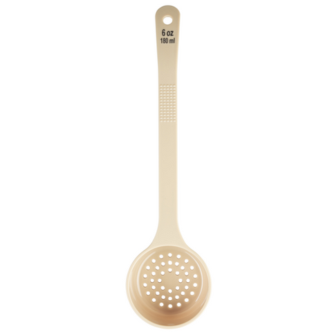 TableCraft Products 10657 6oz Perforated Portion Spoon, Long Handle, Polycarbonate, Beige