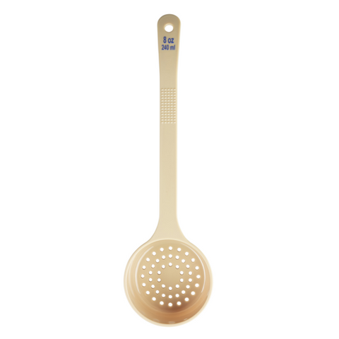 TableCraft Products 10661 8oz Perforated Portion Spoon, Long Handle, Polycarbonate, Beige