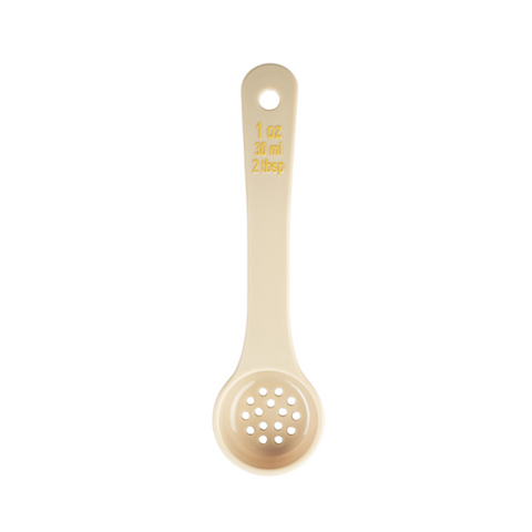 TableCraft Products 10639 1oz Perforated Portion Spoon, Short Handle, Polycarbonate, Beige