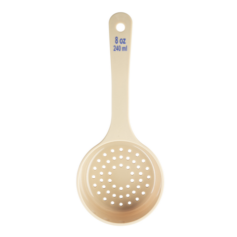 TableCraft Products 10659 8oz Perforated Portion Spoon, Short Handle, Polycarbonate, Beige