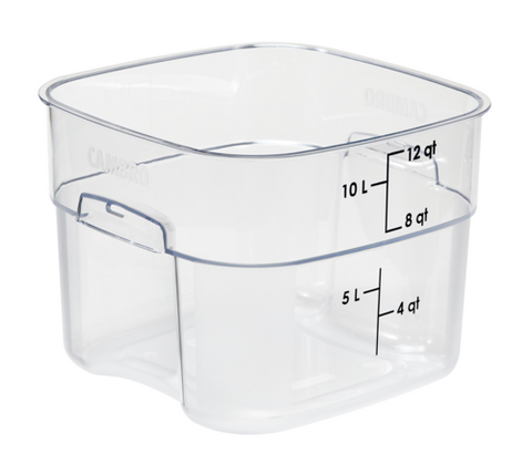 Cambro 12SFSPROCW135 12qt CamSquare FreshPro Food Container, Blue Graduation, Clear Polycarbonate