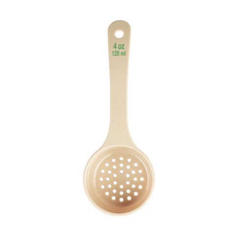 TableCraft Products 10651 4oz Perforated Portion Spoon, Short Handle, Polycarbonate, Beige