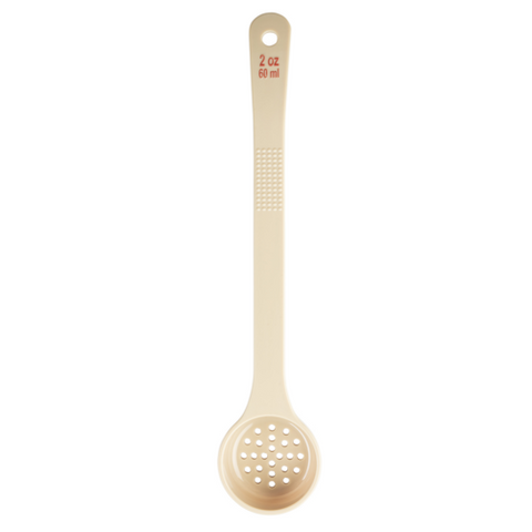 TableCraft Products 10645 2oz Perforated Portion Spoon, Long Handle, Polycarbonate, Beige