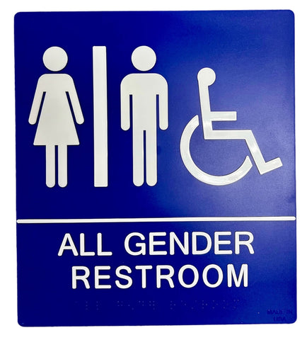 Lynch AGR-8 All Gender ADA Restroom Sign 8" x 9" Blue
