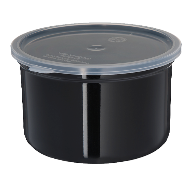 Carlisle 34303 Poly-Tuf™ Crock, 1.5 qt., translucent snap-on lid, black, NSF