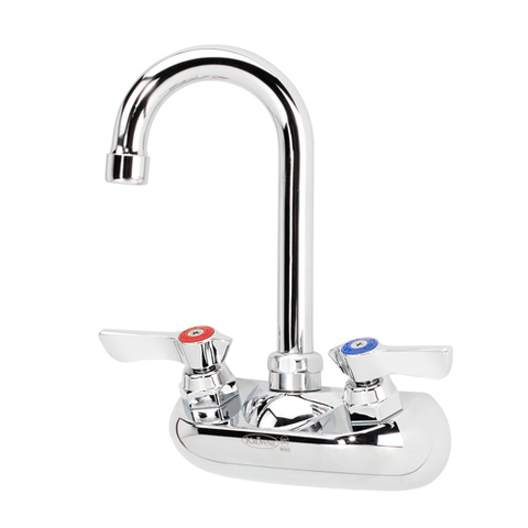 Krowne 10-400L Commercial Series Faucet, splash-mounted, 4" centers, 3-1/2" gooseneck spout, chrome finish, NSF