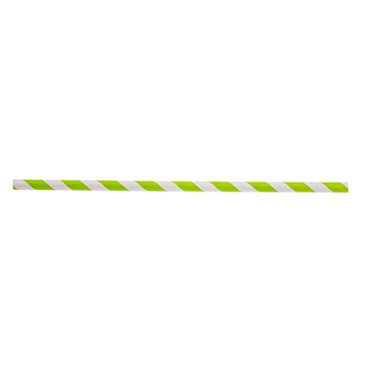 TableCraft Products 100116 Straws 7-3/4"L, 6mm Thick, Paper, Green Striped