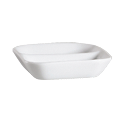 CAC China 101-SQ2 Lincoln Divided Sauce Dish, 3"L x 3"W x 3/4"H, square, 2-compartments