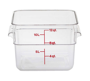 Cambro 12SFSCW135 CamSquare Container 12 Qt., Polycarbonate, Clear, NSF