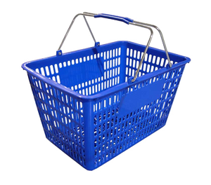 Omcan USA 13023 Shopping Hand Basket, (2) steel handles with plastic coating, 50 lb capacity, blue plastic