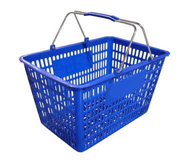 Omcan USA 13023 Shopping Hand Basket, (2) steel handles with plastic coating, 50 lb capacity, blue plastic