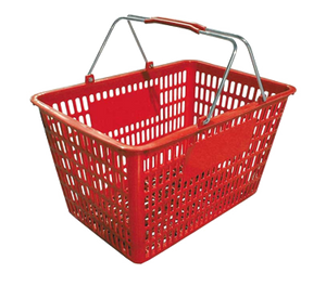 Omcan USA 13025 Shopping Hand Basket, (2) steel handles with plastic coating, 50 lb capacity, red plastic