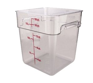 Cambro 18SFSCW135 CamSquare 18 Qt. Polycarbonate Food Container, Clear, NSF