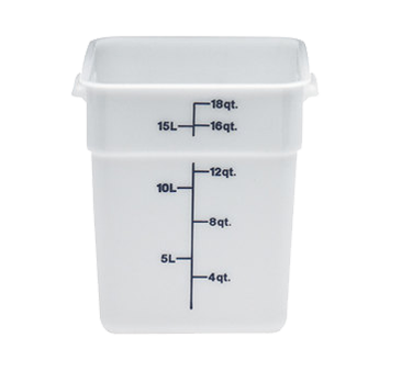 Cambro 18SFSP148 CamSquare 18 Qt. Polyethylene Food Container, Natural White, NSF