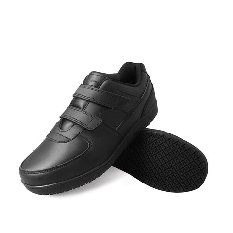 Genuine Grip 230 Women's Hook and Loop Fasteners, Slip Resistant Work Shoes, Black